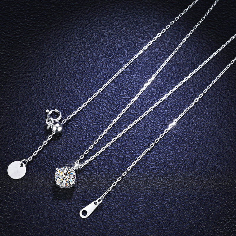 1-Carat Diamond Pendant Necklace with 925 Sterling Silver Chain