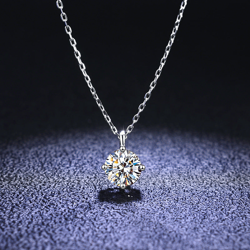 1-Carat Diamond Pendant Necklace with 925 Sterling Silver Chain