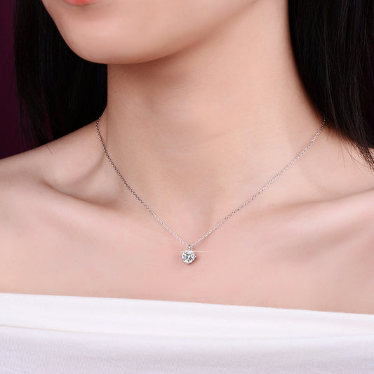 1-Carat Diamond Pendant Necklace with 925 Sterling Silver Chain