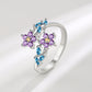 AZURE LEAF Flower and leaf ring set with broken diamond ring