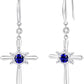 AZURE LEAF FANCIME Cross Dangle Drop Earrings 925 Sterling Silver Dainty Round Birthstone Earring Fine Jewelry Birthday Gifts for Her Women