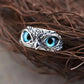 AZURE LEAF Adjustable Owl Ring with Evil Eye Design